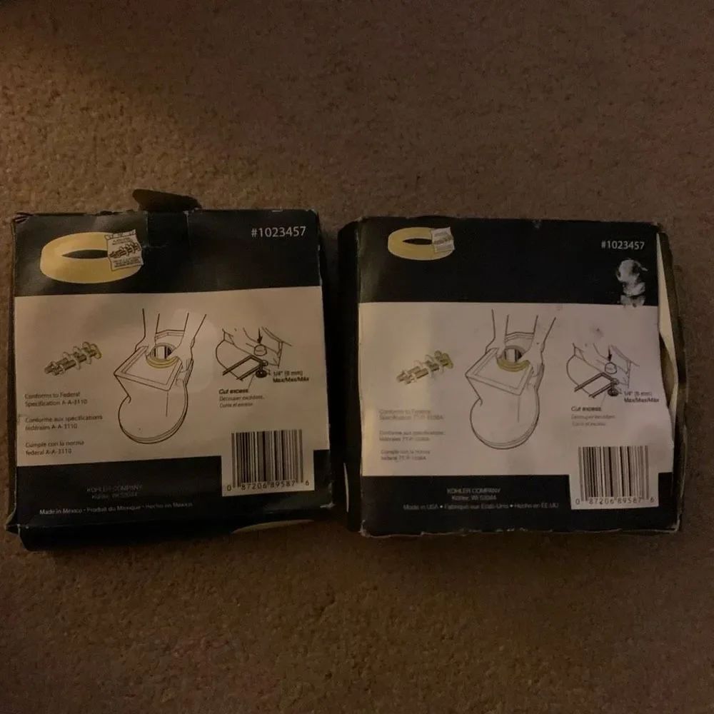 2 Kohler Wax Toilet Bowl Gaskets -New No Hardware